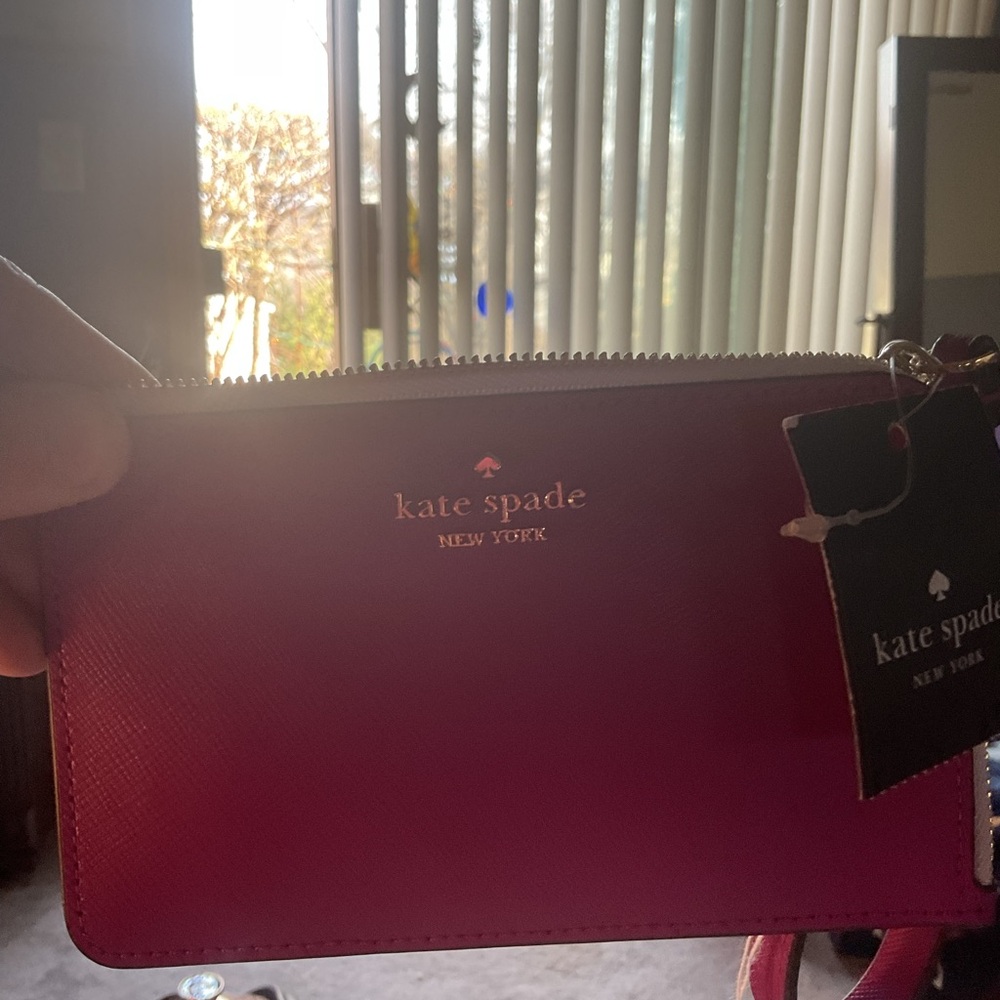 kate spade Ombre Pink to Magenta Wristlet with Gold Logo